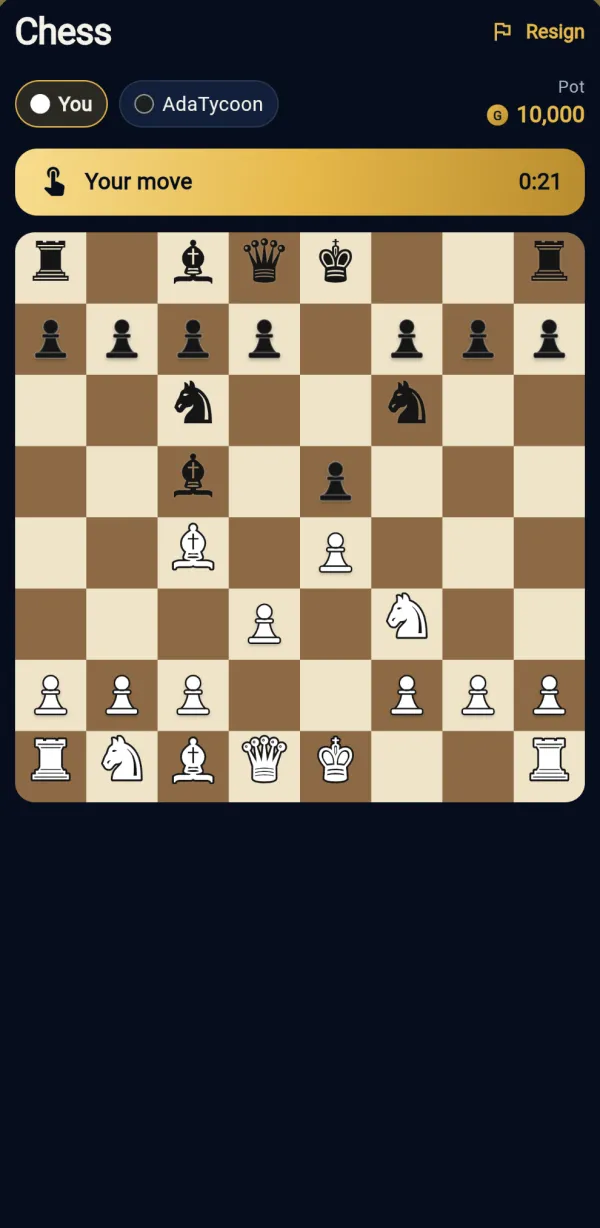 A game of chess in progress in Rich World