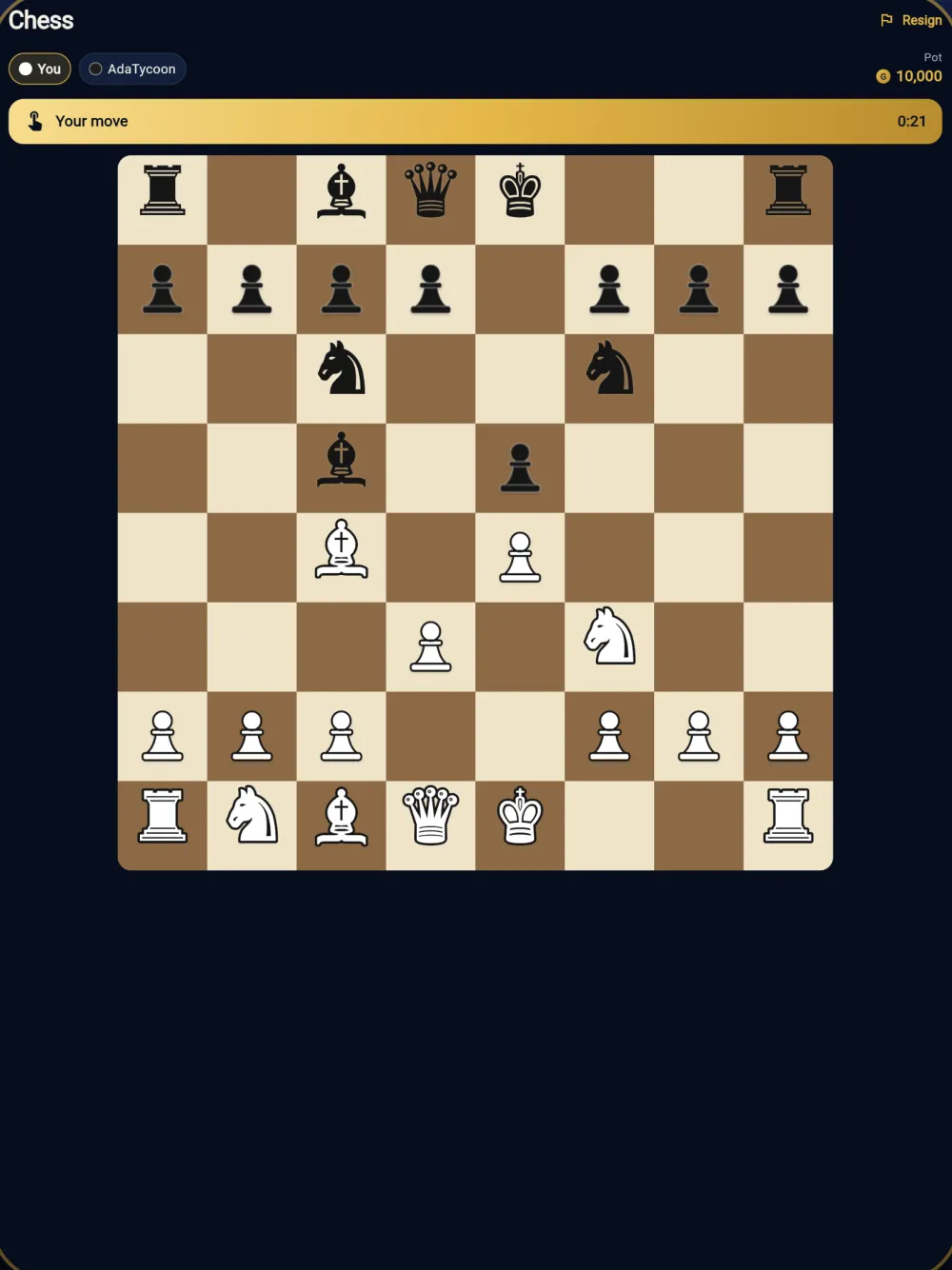 Rich World chess game on a tablet screen