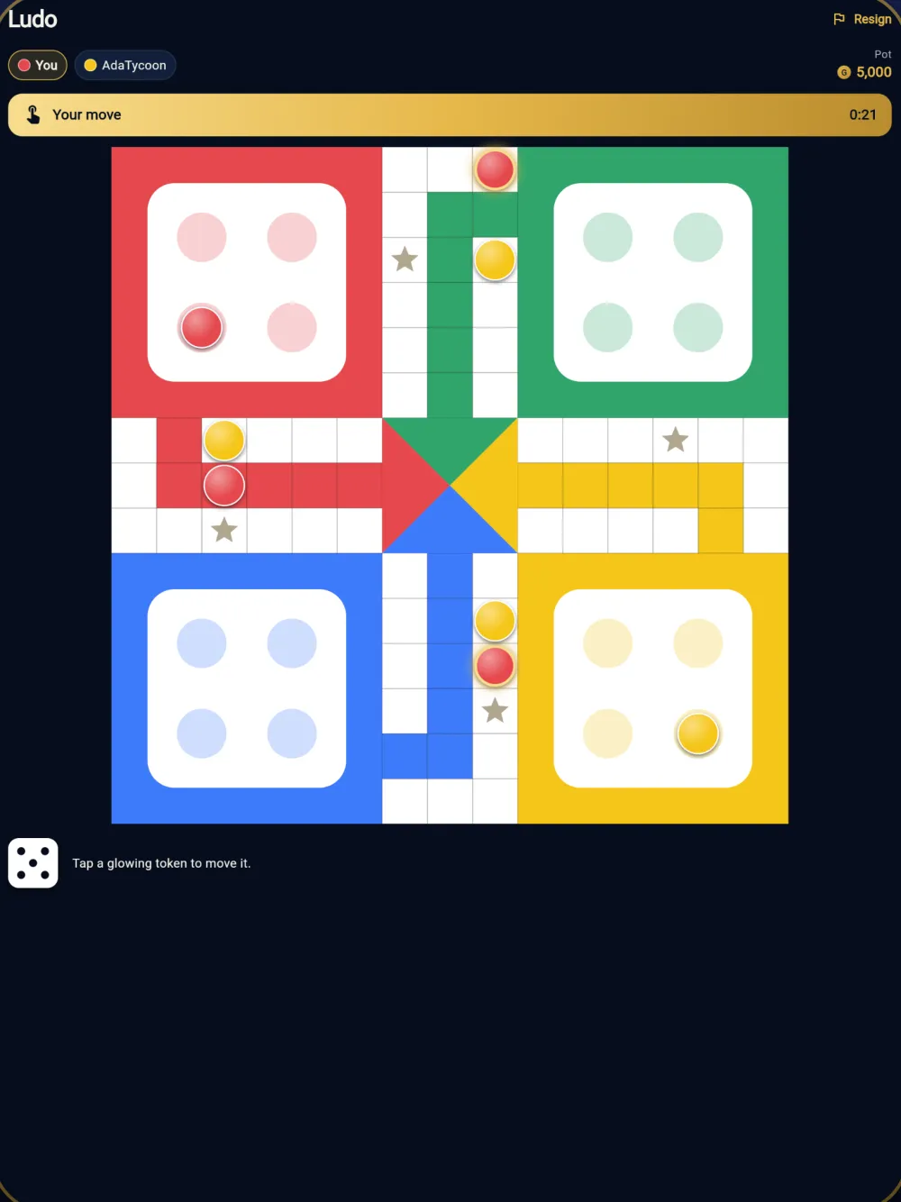 Rich World Ludo game on a tablet screen